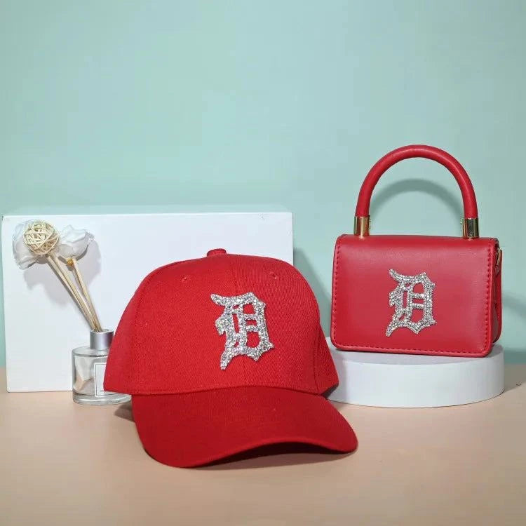 2021 rhinestone baseball cap hats and bag set designer purses and hats