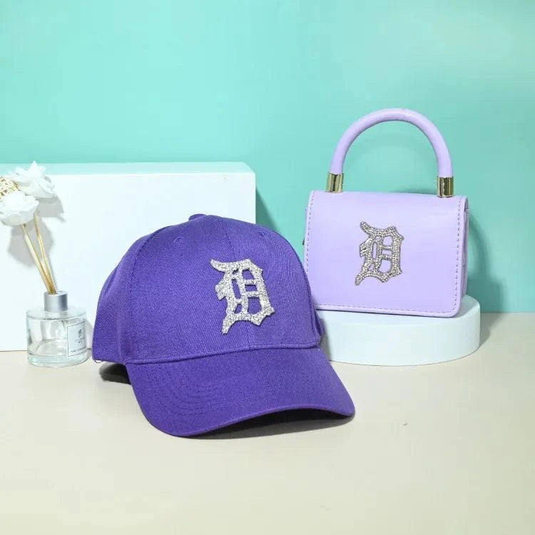 2021 rhinestone baseball cap hats and bag set designer purses and hats