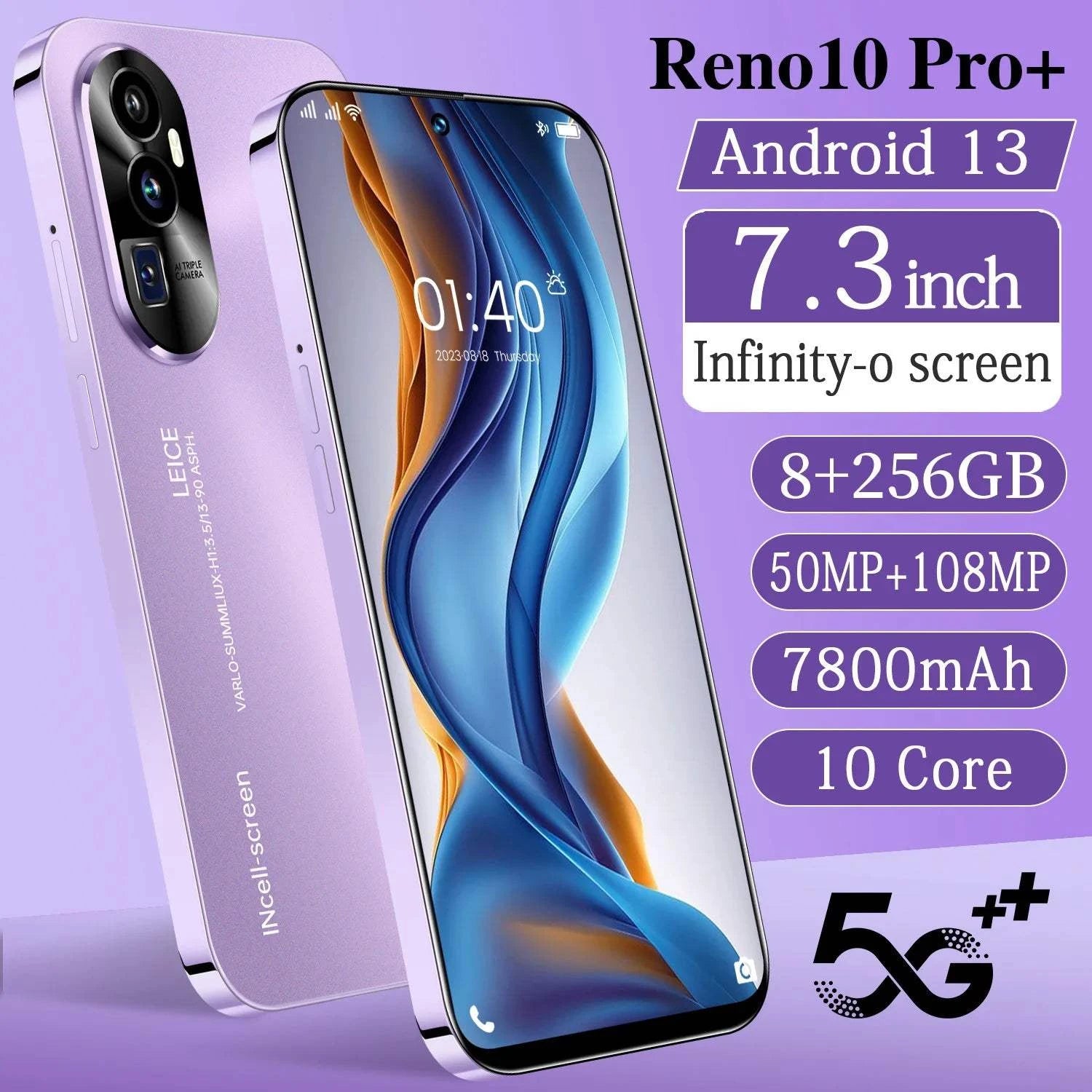Reno10 Pro+ 8GB+256GB tecno camon Smart Phone 5G 50+108MP Camera 7.3