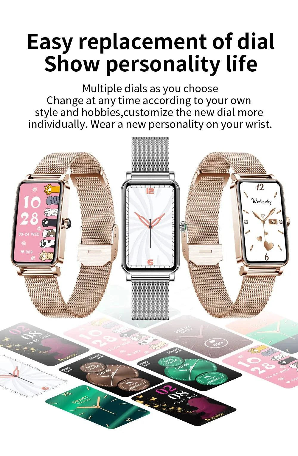 VALDUS Women Wristwatch ZX19 Waterproof BT Call Reloj Smart Watch