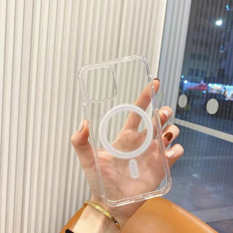 Luxury shockproof Clear PC TPU magnetic phone case for iphone 12 13 14