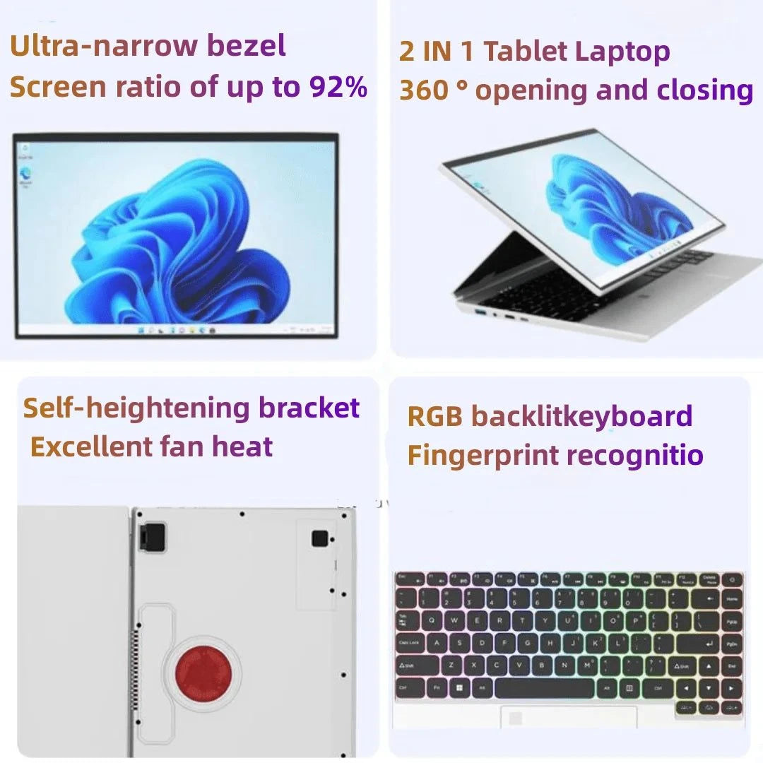 2024 New 14 inch YOGA Multi Form Touch Screen RGB Keyboard Windows 10 