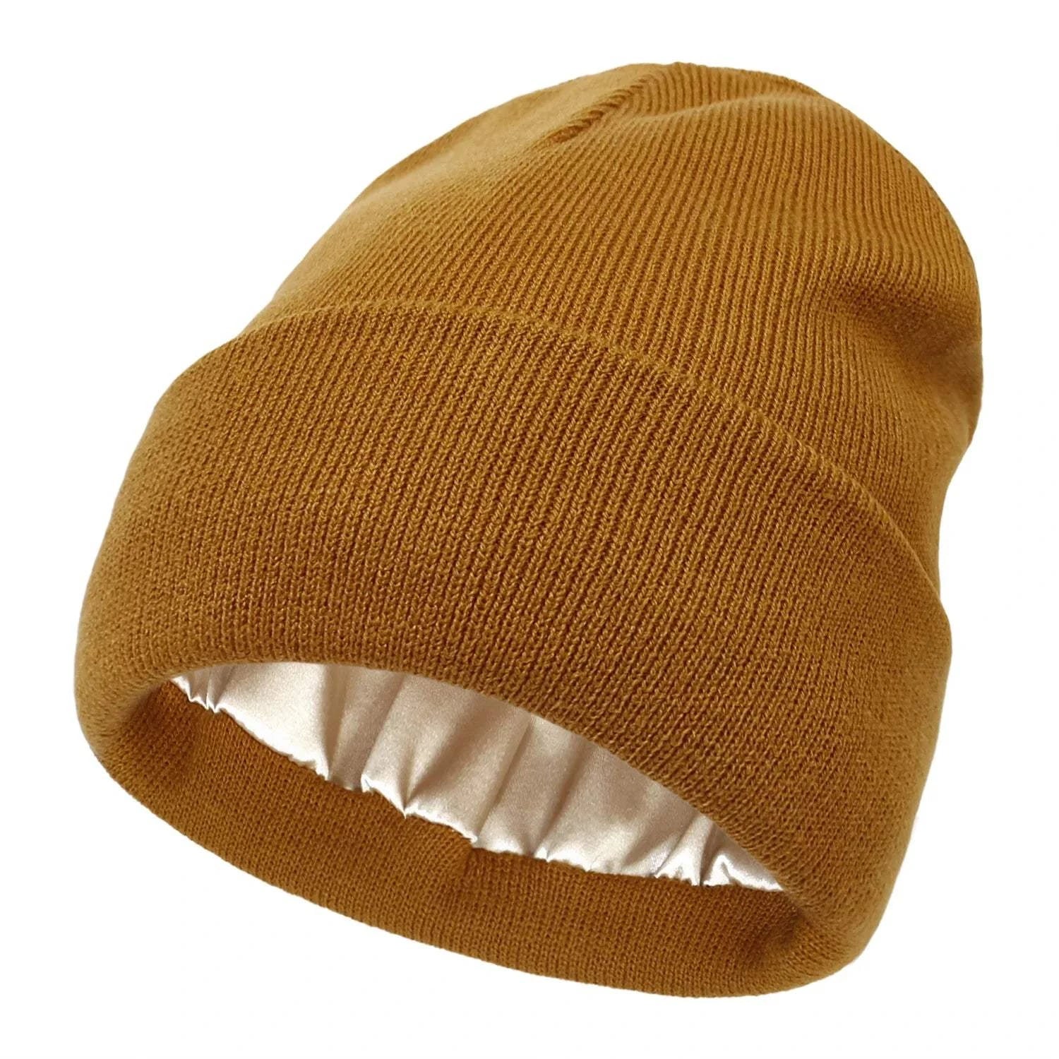 New design silk lined winter knitted hats beanies satin lined knit bea